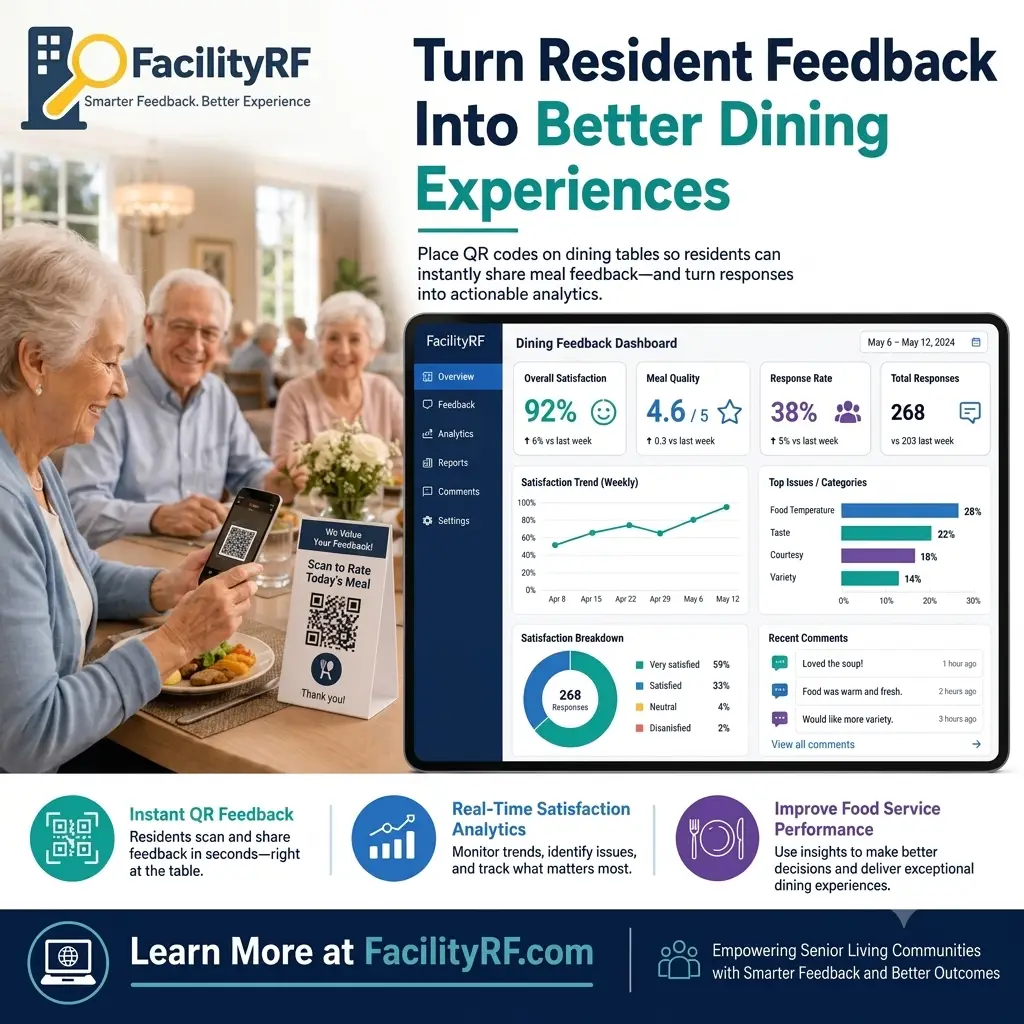 QR code food service feedback and service request system