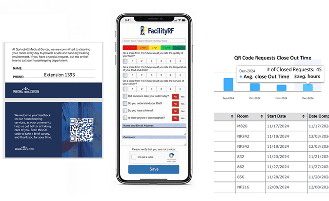 QR code food service feedback and service request system