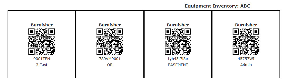 Equipment QR Codes 2-4